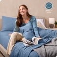 thumbnail image 4 of Bare Home Cozy Fleece Sheet Set - Extra Plush Polar Fleece - Deep Pocket - Split King, Coronet Blue, 4 of 9