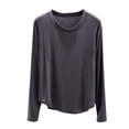 thumbnail image 1 of Haut de Pyjama en Modal pour Femmes 2025 Été T-Shirts à Col Rond Chandails à Manches Longues Coupe Décontractée Vêtement de Nuit Confort Tenue d'Intérieur Ultra Doux Chemise de Nuit Texturée, 1 of 4