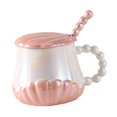 thumbnail image 2 of yuksok Ceramic Coffee Mug Creative for Adults Pearl Shell Shaped for Tea Milk Juice Pink, 2 of 9