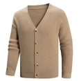 thumbnail image 1 of Wzzjkit Fall Clothes Men Casual Fashion V-neck Button Cardigan Elasticity Sweater Base Layer Knit Long Sleeve Sweater, 1 of 6