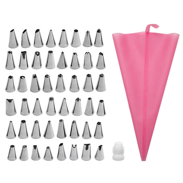 Amdohai Cake Decor Stainless Steel Cake Decorating Supplies Cake Turntable 50PCS/Set DIY Cream Tools