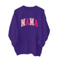 thumbnail image 4 of Culottes pour Femmes Chandail Maman Femmes Surdimensionné Paillettes Patch Maman Chandails à Col Rond Maman Imprimé Manches Longues Ample Mode Chandail m Violet, 4 of 7