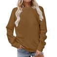 thumbnail image 1 of Yuyuzo Hauts d'Automne pour Femmes Chandails à Col Rond Manches Longues Chandail Uni à Enfiler T-Shirts Coupe Ample, 1 of 4