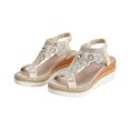 thumbnail image 1 of Women Fashion Platform Sandals Rhinestone Straps Lightweight Comfortable Roman Summer Beach Shoes PU Material Open Toe Adjustable Criss Cross Ankle Straps, 1 of 7