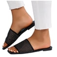 thumbnail image 2 of IUJSOY Womens Single Mesh Band Slides Sandals Square Open Toe Slip on Summer Beach Flat Sandals, 2 of 9