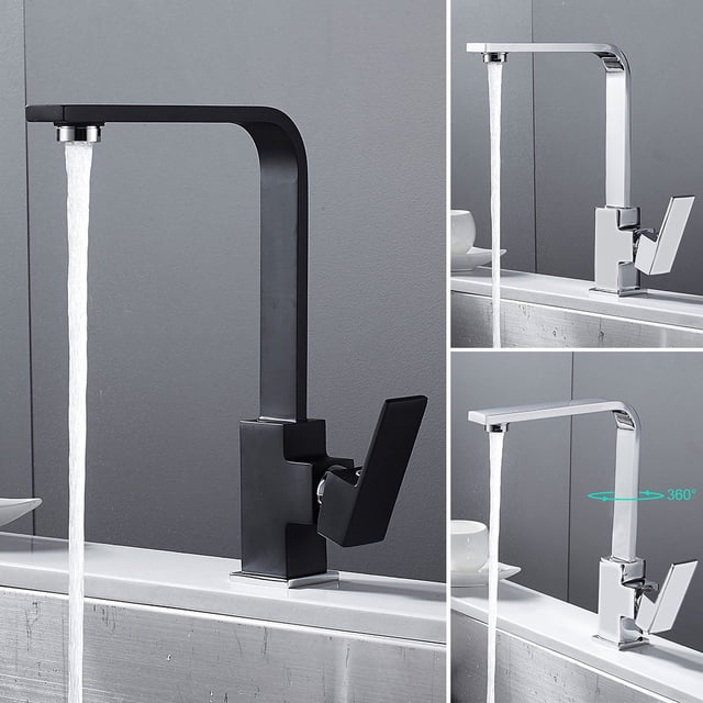 Robinets de Cuisine Bec Pivotant 360 Mitigeur d'Évier Chrome Levier Simple Robinets Laiton x