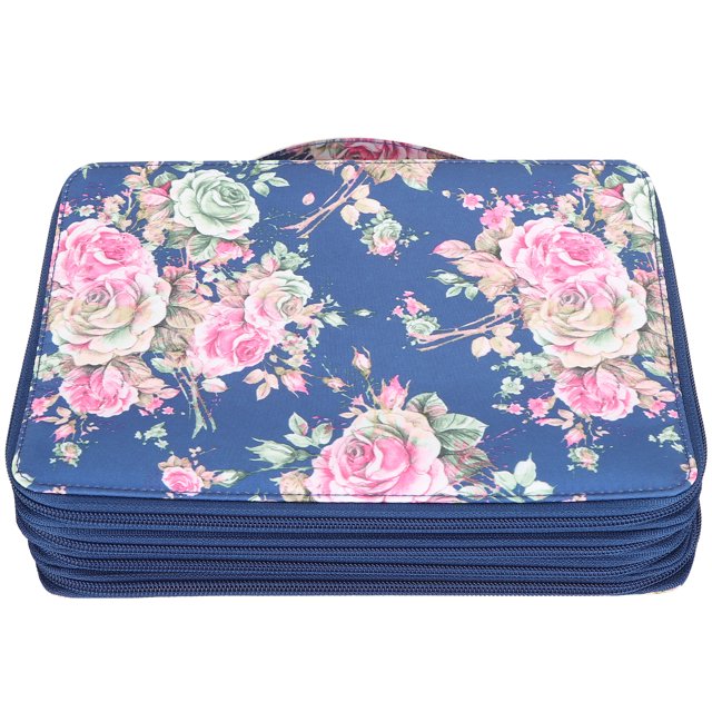 Qiilu Printed Pencil Case, Pencil Case 4 Layers For Art Students For Sort And Store Pencils