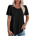 thumbnail image 1 of Timegard Hauts à Oeillets pour Femmes Col Rond Froncé Manches Courtes Ample Été Plage Décontracté Confortable Haut T-Shirt, 1 of 7