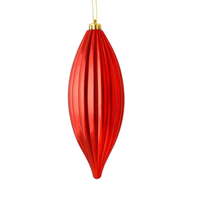 Vickerman M183203S 8 in. Red Shiny Line Finial Ornament 4 per Bag
