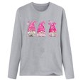 thumbnail image 3 of IROINID Discount Womens Long Sleeve Tops Cancer du Sein Imprimé L en Vrac Col Rond T-shirt Tops Blouse, Gris, 3 of 3