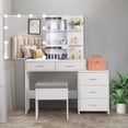 thumbnail image 1 of Ktaxon Lighted Makeup Vanity Table Set, Dressing Table with Sliding Mirror, Vanity Desk , White, 1 of 11