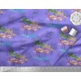 thumbnail image 2 of Soimoi Purple polyester Crepe Fabric Palm Tree, & Flamingo Bird Decor Fabric Printed Yard 52 Inch Wide, 2 of 3