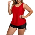 thumbnail image 1 of ShomPort Womens Swim Set 3 Piece Tankini Top and Swim Bra with Side Drawstring Boy Shorts Swimsuits, 1 of 6