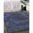 thumbnail image 2 of Ahgly Company Tapis d'Intérieur Ronds Abstraits Bleu Foncé Gris Bleu Tapis de Zone Abstraits, 4 Pieds Rond, 2 of 6