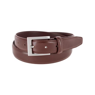 CTM®  Leather 1 1/8 Inch Basic Dress Belt with Silver Buckle (Men's)