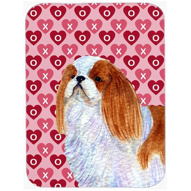Carolines Treasures SS4507LCB English Toy Spaniel Hearts Love & Valentines Day Glass Cutting Board- Large