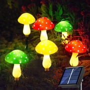 Renjiang Outdoor Solar Mushroom Lights LED Solar Garden Decor Stake Lights, 8 Lighting Modes Solar Yard Ornament Lights, Outdoor Waterproof Solar Lights for Outside Decorations (1 Pack 6 Mushrooms)