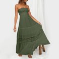 thumbnail image 4 of Ketyyh-chn99 Robe d'Été pour Femmes 2024 Robe Évasée à Fleurs Couleur Unie à Simple Boutonnage Robe Chemise à Cordon Robe en Coton et Lin Vert,m, 4 of 4