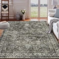thumbnail image 2 of FairOnly Area Rugs 5'x7' Machine Washable Rugs,Floral Vintage Print Pattern Non Slip Floor Carpet, for Living Room Bedroom Dining Room,Brown & Green, 2 of 8