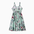 thumbnail image 4 of PatPat Ensembles Assortis pour la Famille Polo à Rayures Vert Ou Robe à Bretelles avec Ceinture à Imprimé Floral, 4 of 6