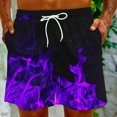 thumbnail image 2 of Penkiiy Shorts de Carnaval, Shorts de Basketball pour Hommes Décontractés d'Entraînement Athlétiques, Shorts en Maille à Imprimé Graphique de Flammes, Short de Course L Violet, 2 of 9