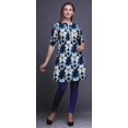 thumbnail image 2 of Bimba Short Kurtis For Ladies Printed Mandarin Collar Roll Up Sleeve Dress, 2 of 6