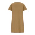 thumbnail image 5 of LOVZFMLL Robes pour Femmes Été Tendance Manches Courtes Amples Confortables Robes Plissées Plage Décontractées Longueur Genou Robe d'Été Café S, 5 of 5