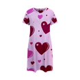 thumbnail image 3 of RANJIE Nuisette pour Femme Grande Taille à Imprimé Cœur, Manches Courtes, Col Ras du Cou, Coupe Ample, Robe de Nuit pour la Saint-Valentin, Rouge TTG, 3 of 4