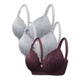 thumbnail image 1 of DecSea 3PC Women's Solid Color Steel Ring Oversized Gathering Underwear Daily Bra, 1 of 4