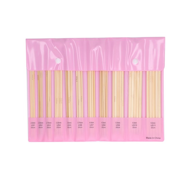 55pcs Bamboo Knitting Needles Double Pointed Long Yarn Knitting Needles Set for DIY Crafts Accessories