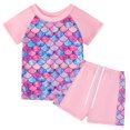thumbnail image 1 of Girls Rash Guard 2-Piece Swimwear Fish Scale Pattern Swimwear Upf 50+ Uv for 4-12Y, 1 of 6
