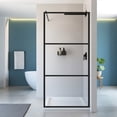 thumbnail image 1 of 48" x 35" Black Framed Walk‑In Shower Panel – Modular Design with 6 mm Clear Tempered Glass & Adjustable Support Bracket, 1 of 6