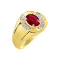 thumbnail image 4 of RYLOS 14K Yellow Gold Ring 8X6MM Oval Gemstone & Diamond Unisex Rings Ruby July Birthstone Ring Size 11, 4 of 7