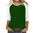 thumbnail image 2 of Birdeem T-Shirt Mode Femme Patchwork Imprimé Bloc de Couleur Manches 3/4 Blouse Col Rond Hauts Décontractés, 2 of 12