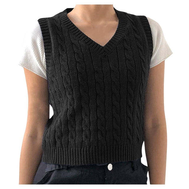 Fridja Débardeur Tricoté Sans Manches pour Femmes, Haut Court Uniforme