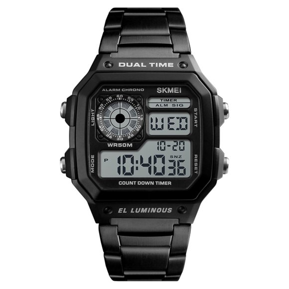 SKMEI Sport Stainless Steel Men Watch 5ATM Water-resistant Digital Backlight Man Wristwatch Male Relogio Musculino Chronograph