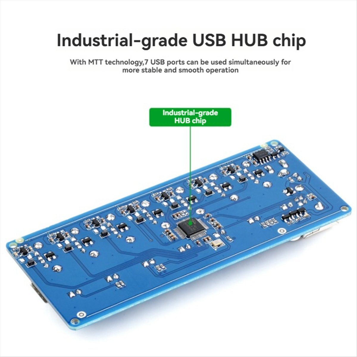 Industrial USB HUB 7-CH USB 2.0 Ports Expansion HUB Adapter for Win11/10/8 Linux