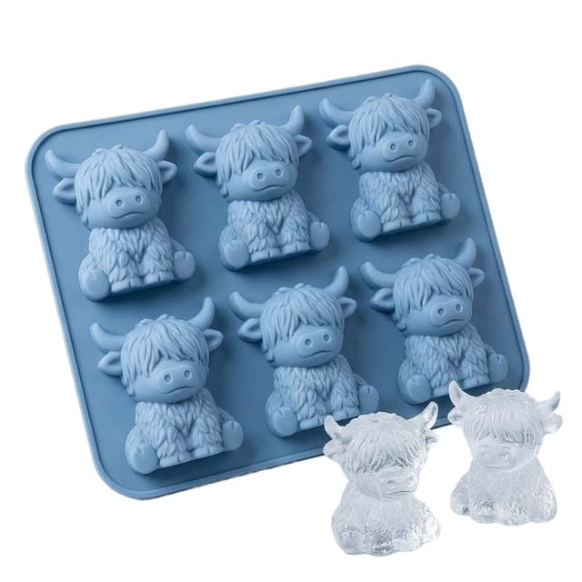 Mini Highland Cow Ice Cube Mold,Cute 3D Highland Cow Silicone Ice Cube ...