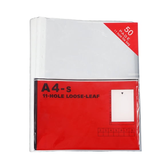 Deeceymbur 50 Pack Clear Plastic Sheet Protectors A4 Document Sleeves 11 Hole Punch for 3 Ring Binder Report Covers Paper Organizer School Office
