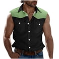 thumbnail image 3 of Sentmoon Mens Tank Tops Workout Summer Sleeveless Lapel Undershirts for Men Pack Color Block with Pockets Relaxed Fit Oversized Workout Gym Shirts Men Vacation for Casual Streetwear Green XL, 3 of 6