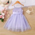 thumbnail image 2 of B91xZ Robes pour Filles Été Fleur Taille Élastique Ligne A Plissée Midi Sans Manches Robe, Violet 4-5 Ans, 2 of 5