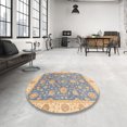 thumbnail image 3 of Ahgly Company Indoor Round Abstract Rose Purple Oriental Area Rugs, 5' Round, 3 of 6