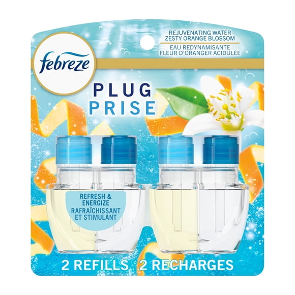 Febreze Assainisseur d'Air à Brancher, Recharge d'Huile Parfumée Anti-Odeurs, Rafraîchissant & Stimulant 2 Recharges