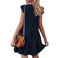 thumbnail image 2 of UKAP Robe T-Shirt pour Femme, Robe d'Été Évasée, Courte Mini, Simple Boho, Bleu Foncé, TG, 2 of 3