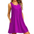 thumbnail image 2 of Robe Femme Plissée à Boutons, Gilet, Robe avec Poches, T-shirt Décontracté, Robe Débardeur Décontractée avec Poches, Violet, M, 2 of 6