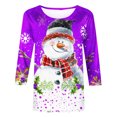 thumbnail image 4 of Jienlioq Hauts Grande Taille pour Femmes Mode T-Shirt Décontracté de Noël pour Femmes à Imprimé Col Rond Manches 3/4 Haut Blouse Rabais, 4 of 5