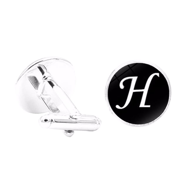 kurtrusly 1 Pair Men's Letter Cufflink Wedding Formal Initial Alphabet Stainless Steel Cufflink, Letter H