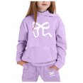 thumbnail image 1 of GDREDA Girls Sets 2 Piece Outfits Spring Children's Hoodie Set With Bow Print Light Purple,2-3Years, 1 of 4