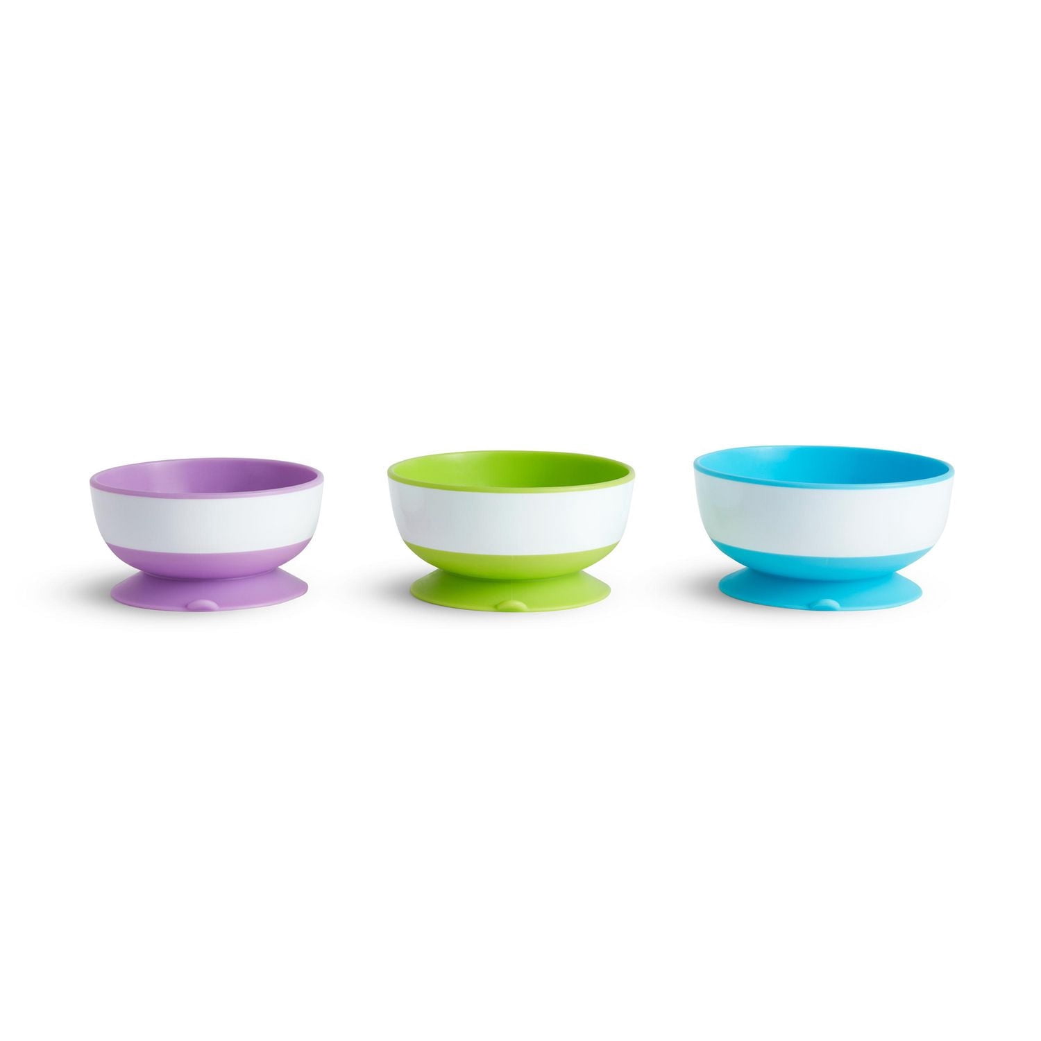 Munchkin Stay Put Suction Bowl, Includes Strong Suction Base and Quick-Release Tabs, Microwave Safe and BPA-Free, 3 Pack
