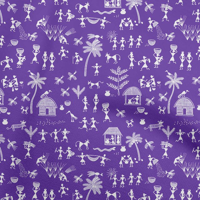 oneOone Cotton Poplin Purple Fabric Asian Floral Block Sewing Craft Projects Fabric Prints by Yard 42 Inch Wide